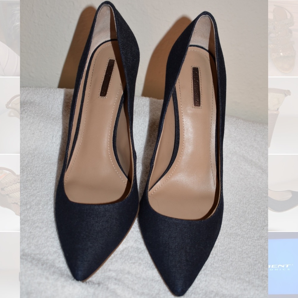 Navy blue denim heels